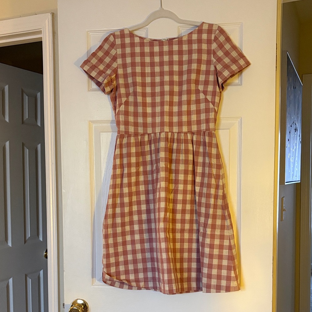 Shabby Apple Pink and Cream Checkered Dress